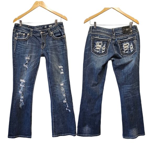 Miss Me Denim - MISS ME Jeans THICK STITCH RHINESTONE BOOT CUT JEANS JE5152B14R‎